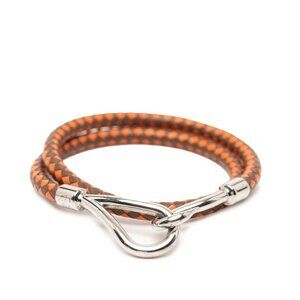 Hermes Jumbo Choker Bracelet Brown Silver Leather Metal